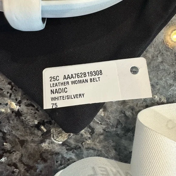 CHANEL White Belt with Silver Logo Buckle - Picture 5 of 6